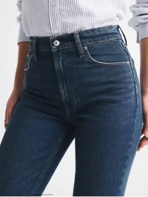 Abercrombie & Fitch Ultra High Rise 90s Straight Jean Dark Wash Blue thumbnail 6