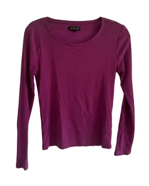 J. Crew Long Sleeve Ribbed Top - Plum thumbnail 1