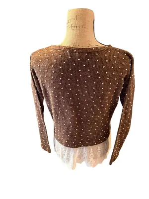 Altar'd State Polka Dot Lace Trimmed Sweater Women's Size XS (Oversized) thumbnail 3