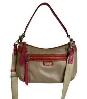 coach medium w adjustable strap tan pink leather c thumbnail 2