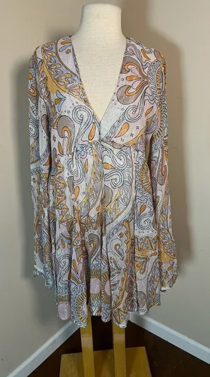 Sundress Indiana Paisley Lurex Metallic Mini Dress Size M/L thumbnail 1