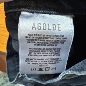 AGOLDE Toni Mid Rise‎ Straight Leg Jeans Black Raw Hem Size 26 A133D-3002 thumbnail 8