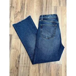 Zara Jeans Women's Size 2 Blue‎ Mid Rise Straight Leg Raw Hem Denim thumbnail 2