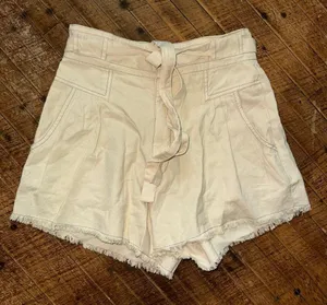 Free People beige high rise 100% cotton beachy tie waist shorts thumbnail 1