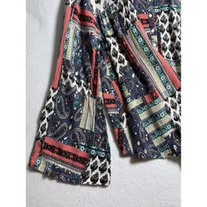 Massini Womens Large Patchwork Paisley Bell Sleeve Boho Peasant Blouse Top thumbnail 5