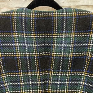 Calvin Klein‎ Womens 2 Jacket Tweed Topper Coat Green Plaid Tartan Open Front thumbnail 7