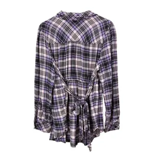 Torrid Soft Flannel Tie Back Button Up Tunic‎ Purple Plaid Size 1X thumbnail 8