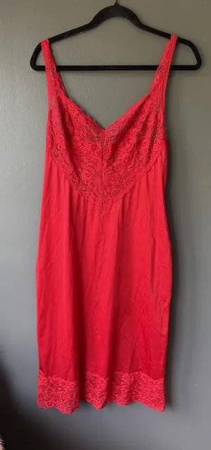 Red Lace Trim Slip Dress thumbnail 1