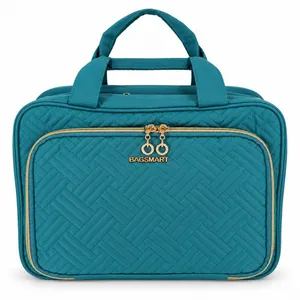 BAGSMART Large Hanging Toiletry Bag Quilted Teal Travel Cosmetic Case Organizer thumbnail 1