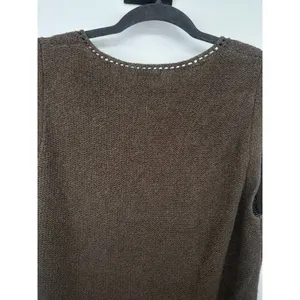 J Jill Womens Large Two Pocket Brown Sweater Vest‎ Belt Linen Blend Coastal Boho thumbnail 4