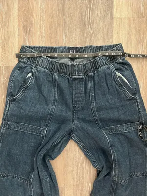 Gap Womens Wide Leg Jeans Medium Dark Wash Denim Easy Cargo Jean Pull On Utility thumbnail 9