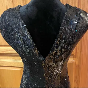 Dress the Population Marilyn Sequin Sleeveless V-Neck Mini Dress Black Sz Large‎ thumbnail 12
