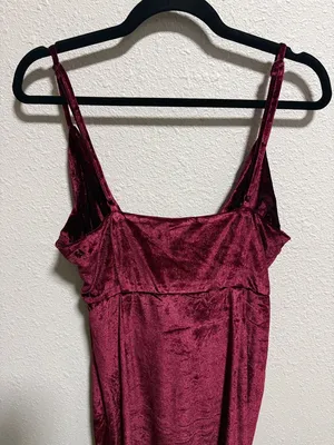 Showpo Burgundy Velvet Dress Surplice Draped Bodycon‎ Size 10 thumbnail 7