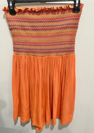 Forever 21 strapless tube top orange romper coverup size S thumbnail 1