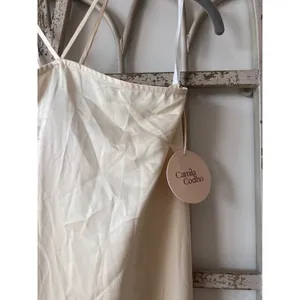 Camila‎ Coelho Champagne Satin Halter Midi Dress Ivory Slip NWT Small thumbnail 2