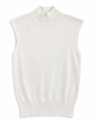Zeagoo Womens Small White Mock Neck Sleeveless Sweater Vest Knit Top thumbnail 3