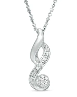 Zales 1/15 CT. T.W. Composite Diamond Flame Pendant Necklace In Sterling Silver thumbnail 2