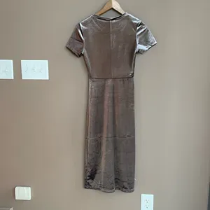 ZARA velvet midi dress in metallic taupe grey‎ Size Small thumbnail 8