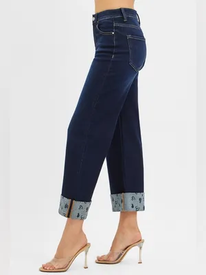 006- Risen Slouchy Crop Wide Leg Heart Cuffed Jeans – Size 27 thumbnail 3