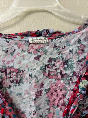 Free People Heat Wave Bodysuit Rose Garden Floral Long bell sleeve Sz S thumbnail 4
