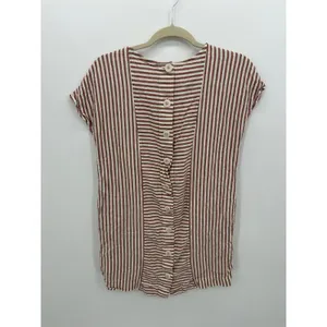 Madewell Womens Red White Striped Button Back Mini‎ Dress M Linen Blend BT26 thumbnail 2