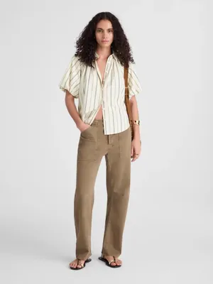 NWT Madewell Striped Puff Sleeve Button Front Blouse Medium Cotton Top thumbnail 10