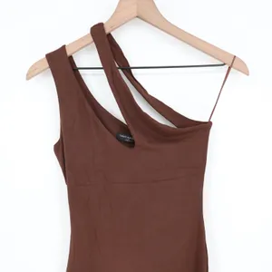 Naked Wardrobe Chocolate Brown One Shoulder Cut Out Mini Dress M thumbnail 3