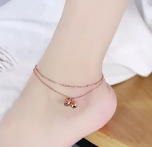 Rose Gold Double Bells Bracelet Anklet thumbnail 1