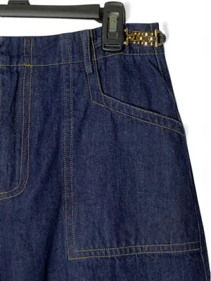 Free Market Wide Leg Jeans Womens M Dark Wash High Rise Gold Chain Denim thumbnail 4