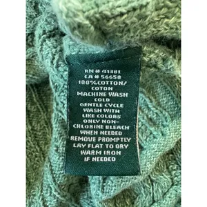 Lauren Ralph Lauren 100% Cotton Green Cable Knit Long Sleeve Pullover Sweater thumbnail 8