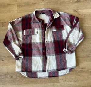 Red Flannel Button Up Shacket thumbnail 1