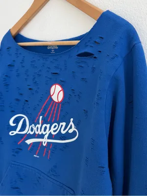 Los Angeles Dodgers MLB off-the-shoulder destroyed sweatshirt thumbnail 5