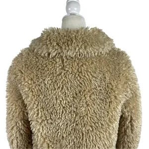 Zara Faux Fur Long Teddy Sherpa Jacket Coat Natural Beige Size Small 8490/241 thumbnail 8