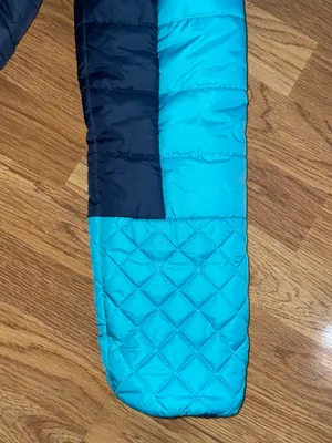 Totes Quilted Hooded Puffer Jacket Coat Women’s Size Large Aqua Navy Pockets EUC thumbnail 4
