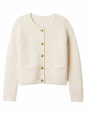 Gap Textured Sweater Jacket in the color Ivory Frost Size XSmall thumbnail 1