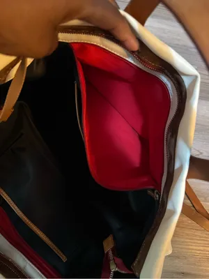 Dooney & Bourke Cream Canvas Tote with Tan Leather Straps thumbnail 7