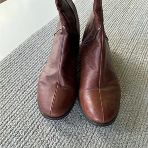 Vintage 90s Y2K Dolls Cognac Brown Genuine Leather Silver Trim Knee High Boots thumbnail 2