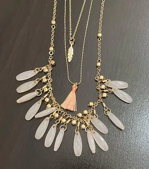 Gold-tone Multi Layered Tassel Beaded Long Necklace thumbnail 6