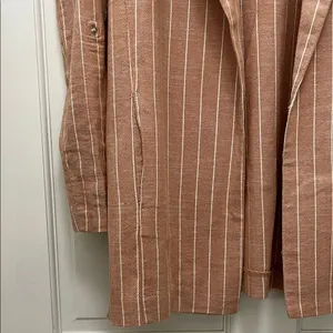 Stradivarius Brown and White Striped One Button Closure Casual Blazer - Sz Small thumbnail 4