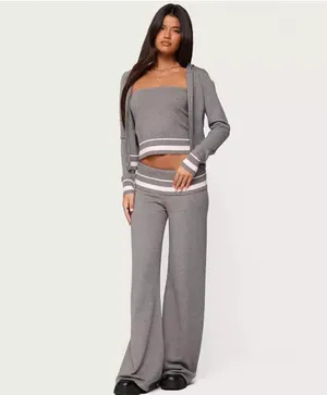 Edikted Kaliya Stripey Knit Zip Up Hoodie thumbnail 3