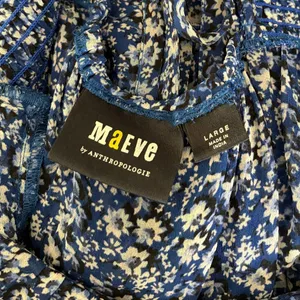 Anthropologie MAEVE Square Neck Sheer Babydoll Top Blue White Floral Large‎ thumbnail 11