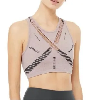 Alo Yoga Plum Heather Line Crop Tank Workout S thumbnail 1
