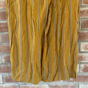 Abercrombie Fitch Wide Leg Elastic Cropped Pants Striped Yellow Women’s Large thumbnail 6
