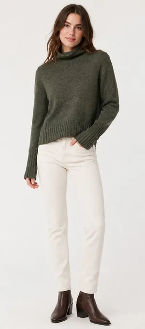 Madewell Olive Green Wool Rolled Mock Neck Pullover Sweater Womens XXS Winter thumbnail 1