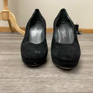 Gunmetal Black Suede Leather Platform Stiletto Pumps Italy 37 thumbnail 7