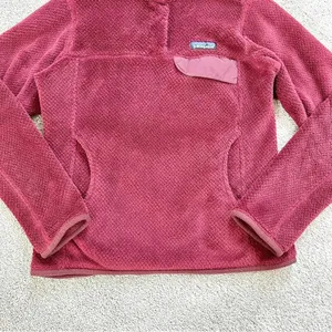 Patagonia Re-Tool Burgundy Fuzzy Fleece 3/4 Snap-T Pullover Jacket Size XS thumbnail 3