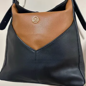 Black and brown vegan leather bucket bag petite Simone thumbnail 4