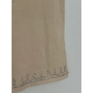 Vintage Silk Keyhole Stretch Knit Rhinestone Y2K Tank Top Beige Silver Boho Chic thumbnail 4