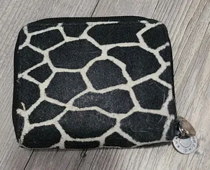 EVAN-PICONE Women's Giraffe Print Zip-Around Suede‎ Card Holder Wallet Black thumbnail 1