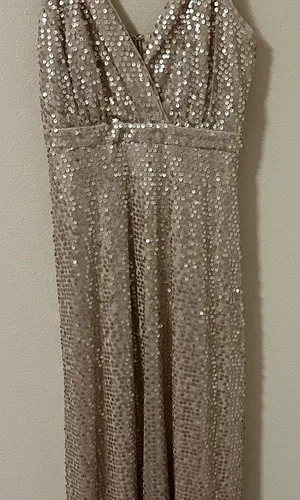 Lulu's Sequin Maxi Dress in Champagne Beige Evening Formal Party Wedding Dress thumbnail 1